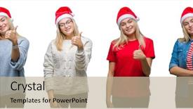  Presentation with collage of retro camera - Presentation having hat over white isolated backgroud background and a  colored foreground