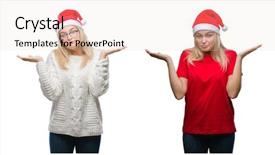  Presentation with white christmas - Cool new PPT theme with hat over white isolated backgroud backdrop and a  colored foreground