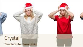  Presentation with white christmas - Beautiful slides featuring hat over white isolated backgroud backdrop and a  colored foreground