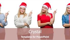 Presentation with white christmas - Colorful PPT theme enhanced with hat over white isolated backgroud backdrop and a  colored foreground