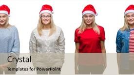  Presentation with white christmas - Cool new presentation theme with hat over white isolated backgroud backdrop and a mint green colored foreground