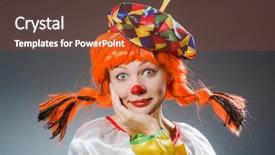  Presentation with clown - Slide deck with hat party - clown in funny concept background and a tawny brown colored foreground