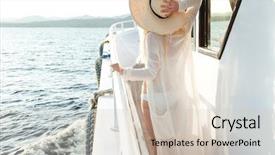  Presentation with christian back grond - Presentation theme enhanced with hat posing on the yacht background and a soft green colored foreground