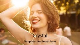  Presentation with indian woman face beauty - Beautiful presentation theme featuring hat posing with closed eye backdrop and a  colored foreground