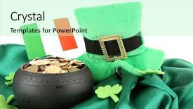  Presentation with saint patrick day - Presentation design consisting of hat pot of gold coins background and a mint green colored foreground