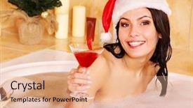  Presentation with sensuality woman black angel relaxing - Beautiful PPT theme featuring hat relax in bath christmas backdrop and a coral colored foreground