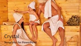  Presentation with relaxing - Colorful slide set enhanced with hat relaxing at sauna backdrop and a yellow colored foreground