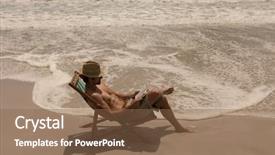  Presentation with low angle view of volleyball - Slide deck with hat relaxing on sun background and a violet colored foreground