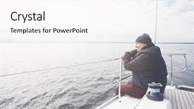  Presentation with sails sailing yacht catamaran sailing - PPT theme featuring hat sitting on yacht stern background and a pink colored foreground