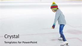  Presentation with ice rink - PPT theme consisting of hat skating on ice rink background and a light gray colored foreground