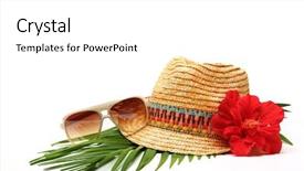  Presentation with straw - Beautiful slide deck featuring hat sun glasses and flower backdrop and a white colored foreground