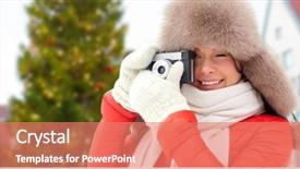  Presentation with old film - Slide deck consisting of hat taking picture by film background and a coral colored foreground