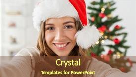  Presentation with christmas holidays - Amazing theme having hat taking selfie over christmas backdrop and a tawny brown colored foreground