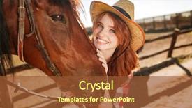  Presentation with cowgirl - Audience pleasing presentation design consisting of hat with her horse backdrop and a tawny brown colored foreground