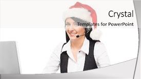  Presentation with advocacy support program - Slide deck with hat working in a call background and a sky blue colored foreground