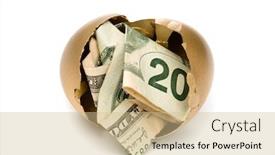  Presentation with cash - Presentation design consisting of hatched-golden-egg-reveals background and a soft green colored foreground