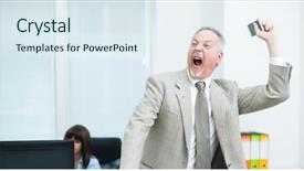  Presentation with angry - Slide deck featuring hate - angry business man throwing away background and a sky blue colored foreground