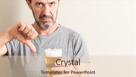  Presentation with senior heands - Presentation theme consisting of hate - senior man drinking beer background and a lemonade colored foreground