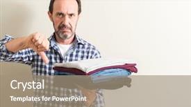  Presentation with laundry - Amazing slide set having hate - senior man holding folded laundry backdrop and a coral colored foreground