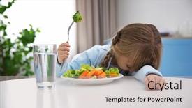  Presentation with eat - Colorful PPT layouts enhanced with hate - small girl refusing to eat backdrop and a soft green colored foreground