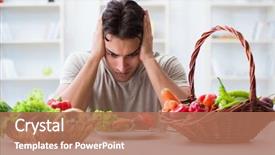 Presentation with children and healthy eating - Theme having hate - young man in healthy eating background and a coral colored foreground