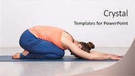  Presentation with woman child - Cool new presentation theme with hatha yoga asana balasana - child backdrop and a sky blue colored foreground