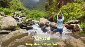  Presentation with waterfall woman - Theme enhanced with awana - woman in hatha yoga balance background and a coral colored foreground