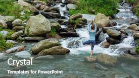  Presentation with waterfall woman - PPT theme enhanced with awana - woman in hatha yoga balance background and a gray colored foreground