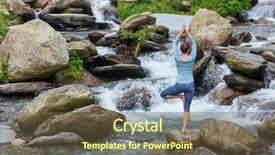  Presentation with waterfall woman - Amazing slide set having awana - woman in hatha yoga balance backdrop and a tawny brown colored foreground