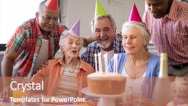  Presentation with happy birthday - Theme enhanced with hats celebrating birthday at nursing background and a coral colored foreground