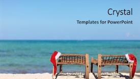  Presentation with tropical christmas - Slide deck consisting of hats on sunbeds at tropical background and a  colored foreground