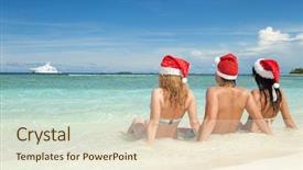  Presentation with footprints and sand beach - Amazing theme having hats on the beach christmas backdrop and a cream colored foreground