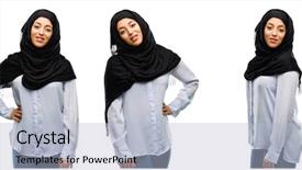  Presentation with hijab - Slide set featuring haughtiness - arab woman wearing hijab confident background and a  colored foreground