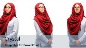  Presentation with hijab - Slide set having haughtiness - arab woman wearing hijab having background and a  colored foreground
