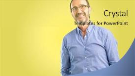  Presentation with man in nature - Colorful presentation enhanced with haughtiness - handsome middle age man confident backdrop and a yellow colored foreground