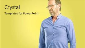 Presentation with hypertension at the productive age - Audience pleasing PPT theme consisting of haughtiness - handsome middle age man having backdrop and a yellow colored foreground