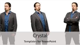  Presentation with man lust - Slide set enhanced with haughtiness - handsome young man having skeptical background and a light gray colored foreground