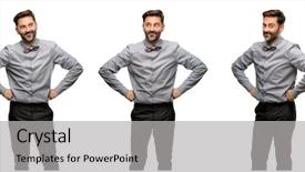  Presentation with beard - Slide set with haughtiness - middle age man with beard background and a light gray colored foreground