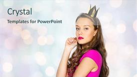  Presentation with teen girl - Theme featuring haughtiness - people holidays and fashion concept background and a sky blue colored foreground