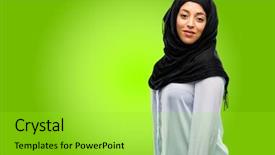  Presentation with bahasa arab - Audience pleasing presentation consisting of haughtiness - young arab woman wearing hijab backdrop and a  colored foreground