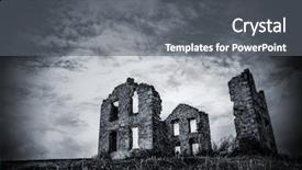  Presentation with white house - Presentation design having haunted - black and white image background and a gray colored foreground