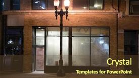  Presentation with night city - Colorful PPT theme enhanced with haunted - empty abandoned urban city storefront backdrop and a tawny brown colored foreground