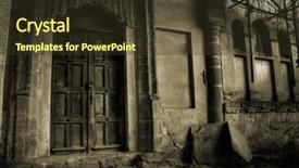  Presentation with creepy haunted house - Beautiful presentation design featuring haunted creepy scary house backdrop and a tawny brown colored foreground