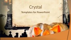  Presentation with halloween - PPT theme enhanced with haunted house - concept of halloween pumpkin background and a lemonade colored foreground