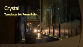  Presentation with dark night - Presentation theme having haunted house - dark urban alley at night background and a wine colored foreground