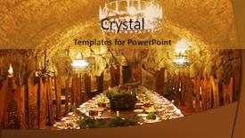  Presentation with haunted - Colorful PPT theme enhanced with haunted house - dracula s dining room backdrop and a gold colored foreground