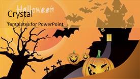  Presentation with lantern - Presentation design enhanced with haunted house - halloween pumpkin background jack-o-lantern background and a yellow colored foreground