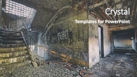  Presentation with abandoned - PPT theme consisting of haunted house - old abandoned ruin factory damage background and a dark gray colored foreground