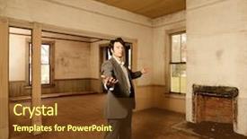  Presentation with real estate - PPT theme enhanced with haunted house - real estate agent showing off background and a tawny brown colored foreground