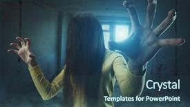  Presentation with long hair - Cool new PPT theme with haunted house - zombie girl with long hair backdrop and a tawny brown colored foreground
